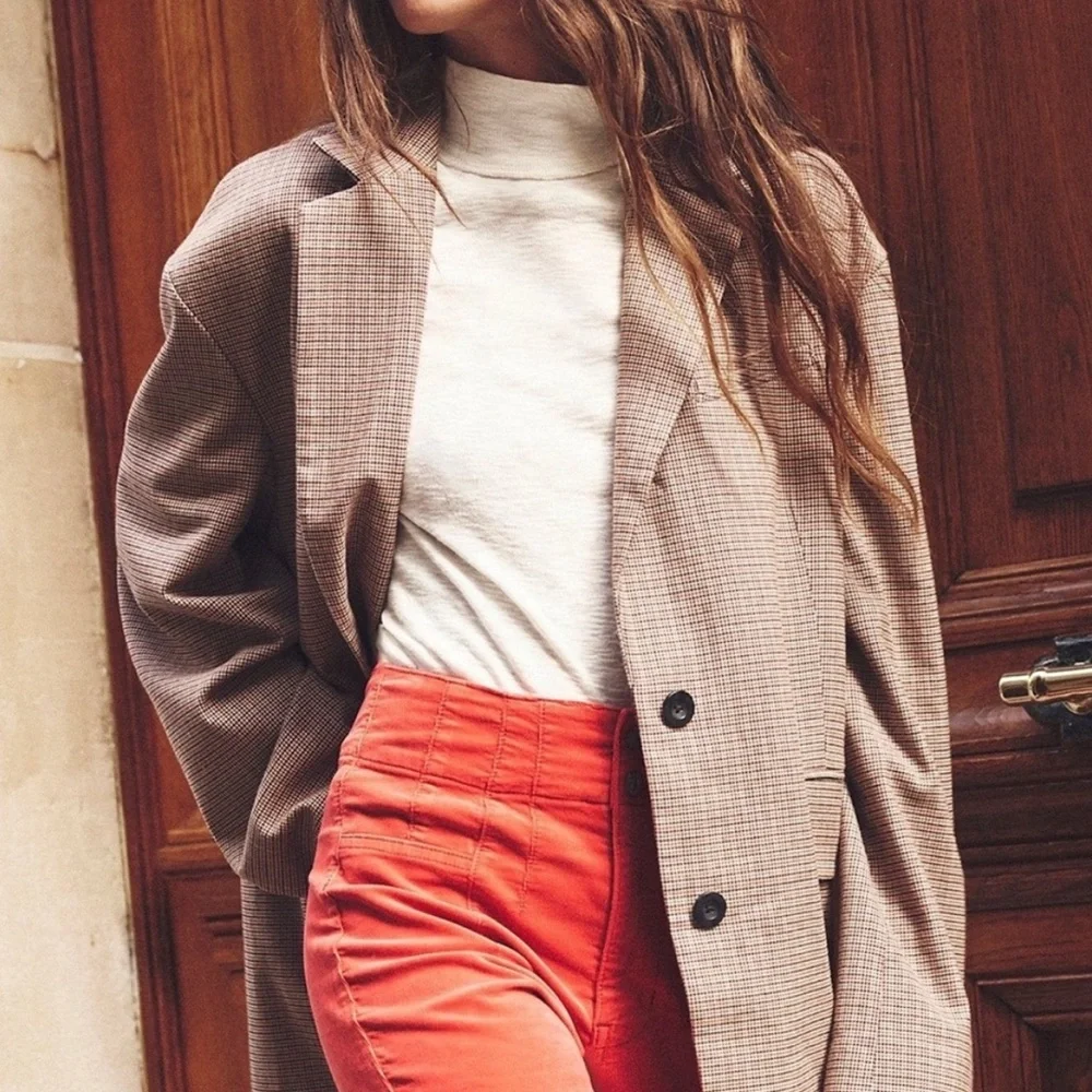 NWOT Free People Reggie Blazer Ginger Combo - Picture 3 of 14